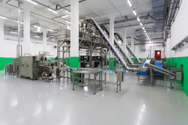 Production floor with conveyor system